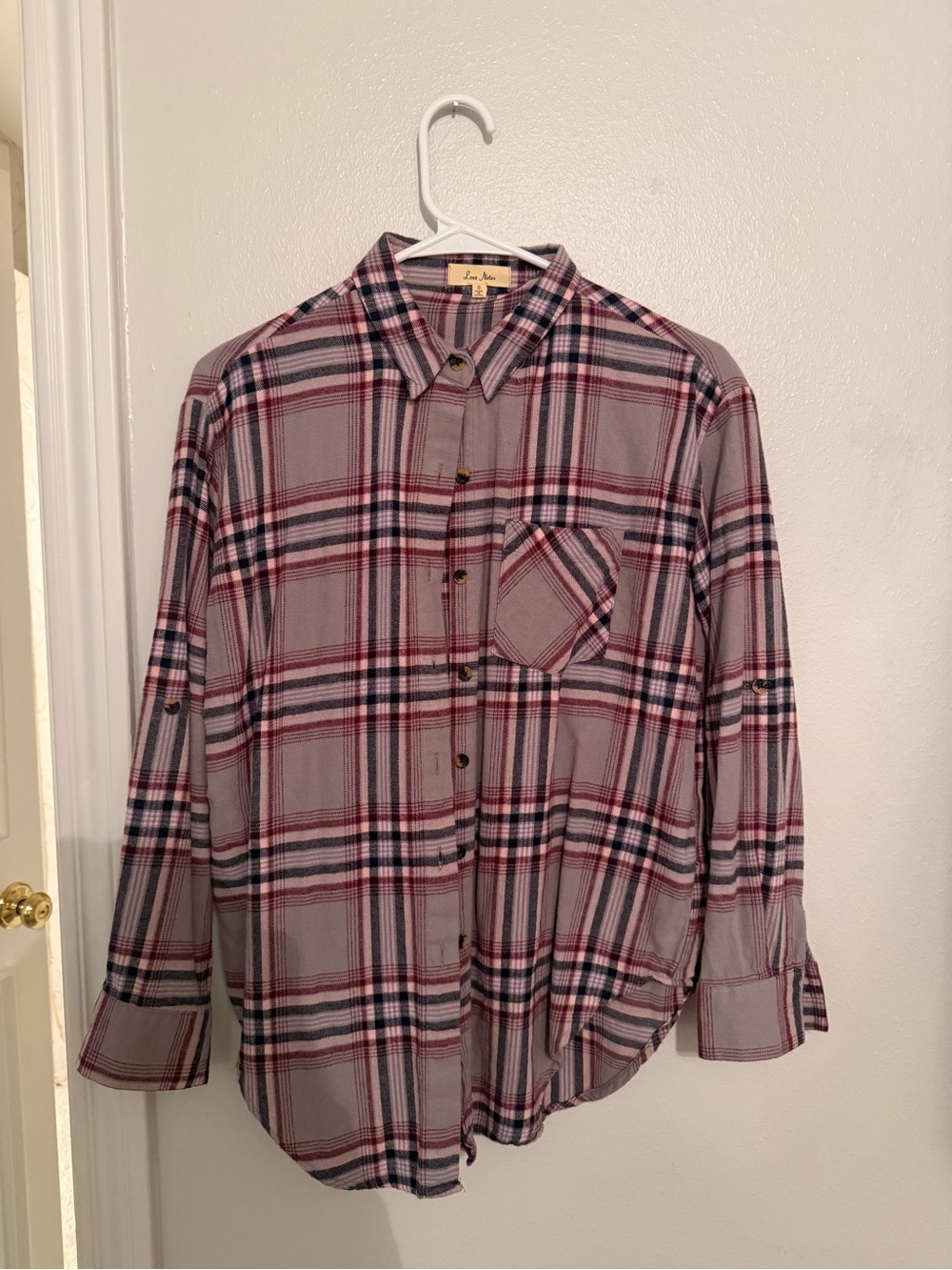 Love Notes Flannel Plaid Button-Up Shirt